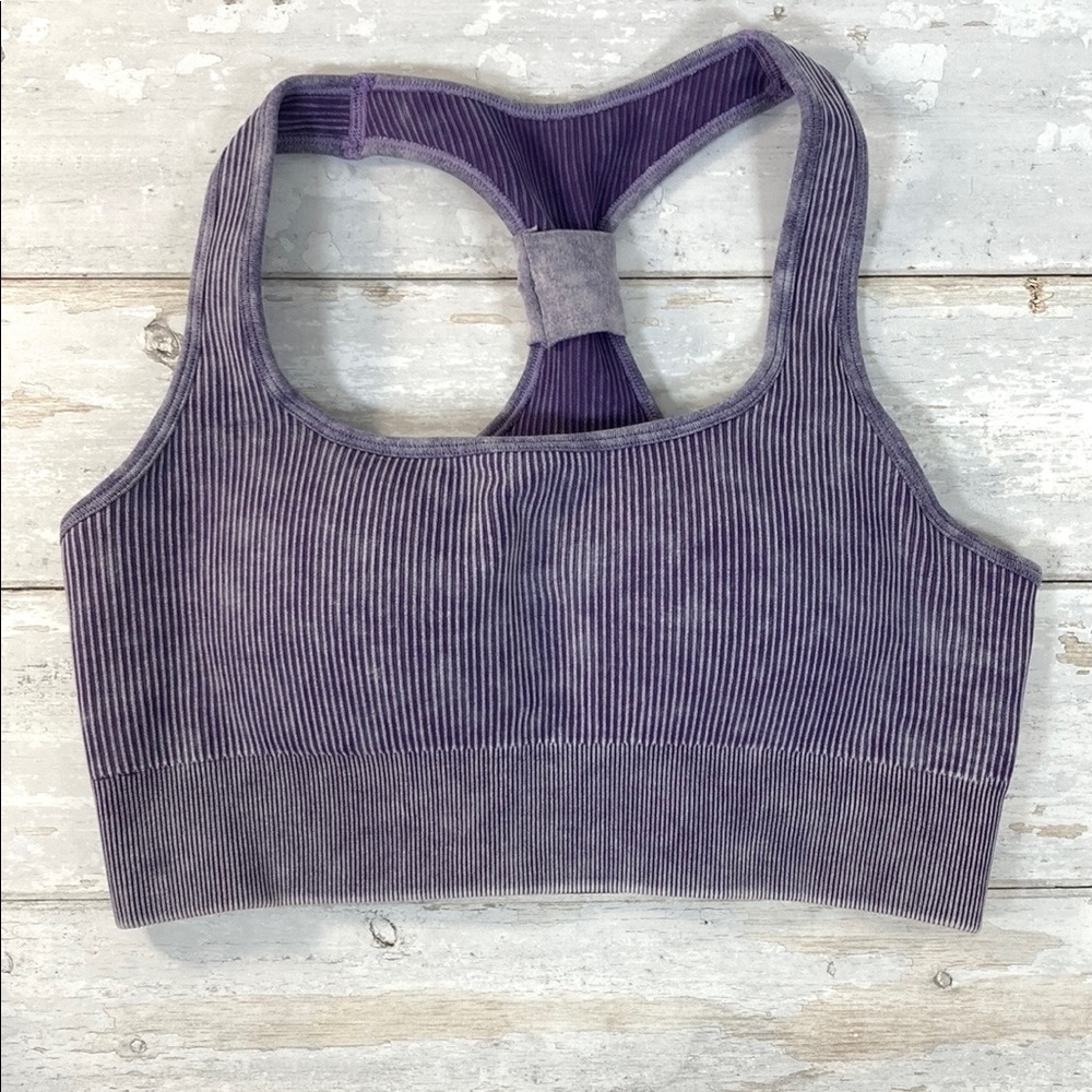 Purple Ribbed Workout 2 Piece Set - Picture 3 of 7